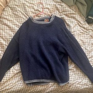 navy multicolor fisherman/grandpa sweater